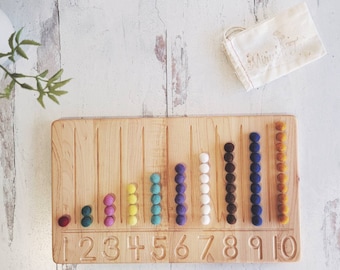 Number counting board - Number tracing board - Montessori counting board - Ten board