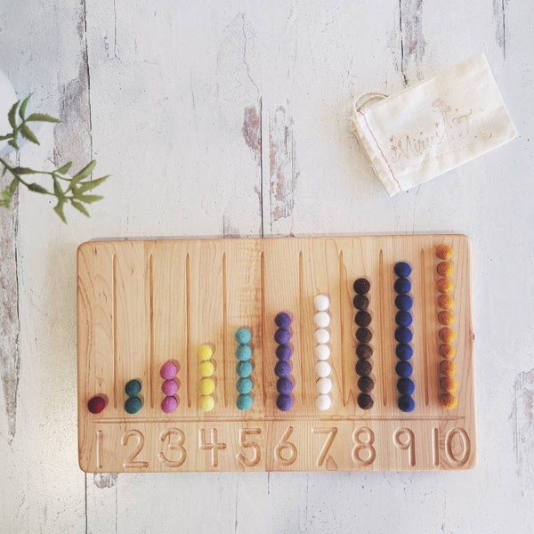 Number counting board - Number tracing board - Montessori counting board - Ten board