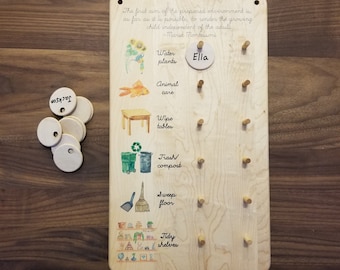 Montessori chore chart - classroom job chart - care of environment chart