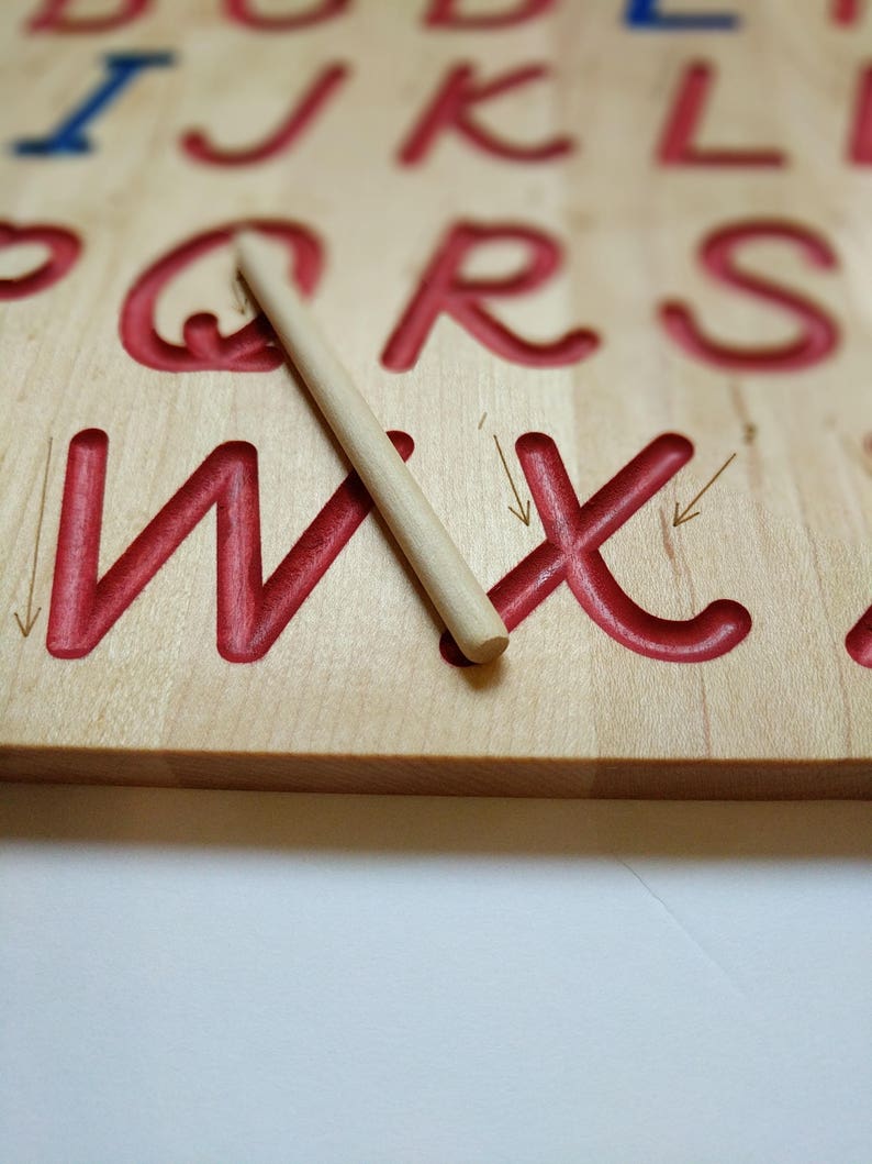 Alphabet Tracing board Montessori colors D'Nealian font Etsy