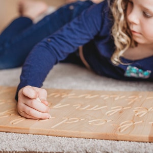 Cursive alphabet tracing board wooden alphabet board wooden tracing board Montessori Waldorf image 3