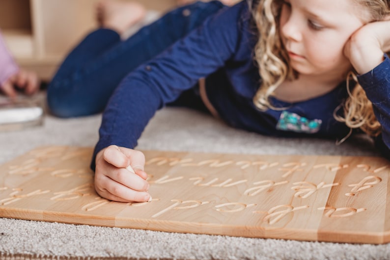 Cursive alphabet tracing board wooden alphabet board wooden tracing board Montessori Waldorf image 3