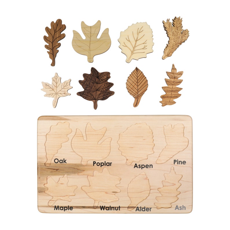 Leaf puzzle, Montessori puzzle, Christmas gift, wooden puzzle, stem toy image 3