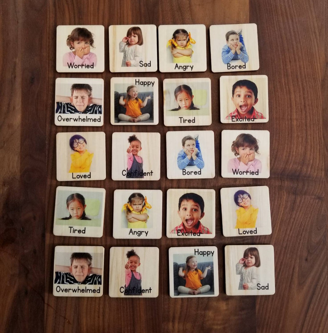 Emotion tiles - Montessori materials - Feelings - Kindergarten - Emotional development