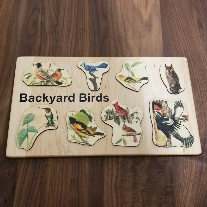 Backyard birds wooden puzzle Montessori materials wooden Etsy