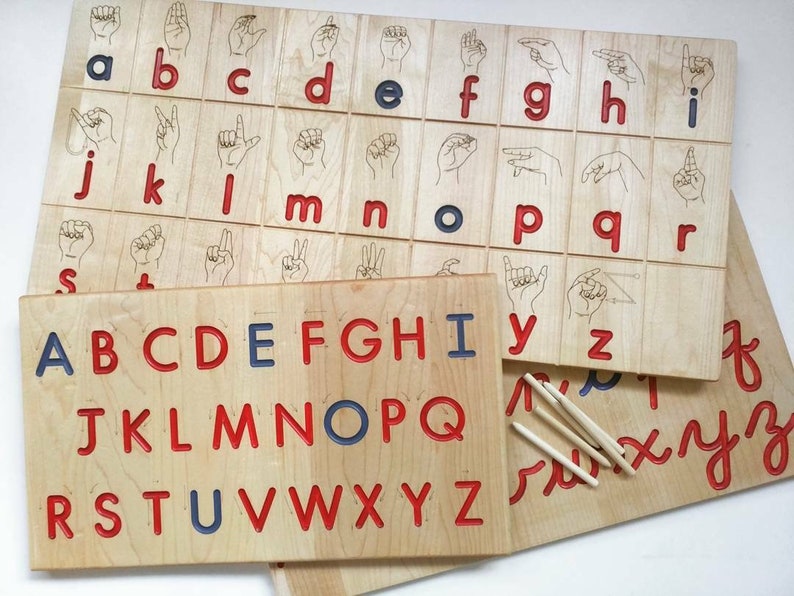 Wooden Sign language board ASL board in Montessori colors Etsy