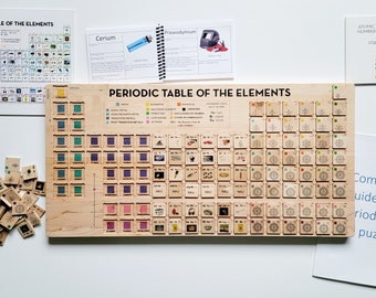 Set tavola periodica, set di elementi, Tabella degli elementi, istruzione domiciliare, set di chimica, puzzle tavola periodica, puzzle tavola periodica in legno