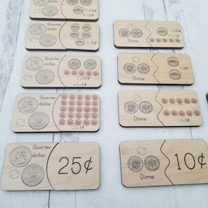 Coin equivalency puzzle Montessori money image 8