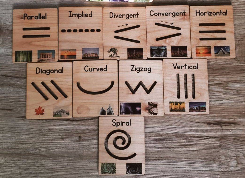 Elements of Art Lines Types of Line Stencils Montessori