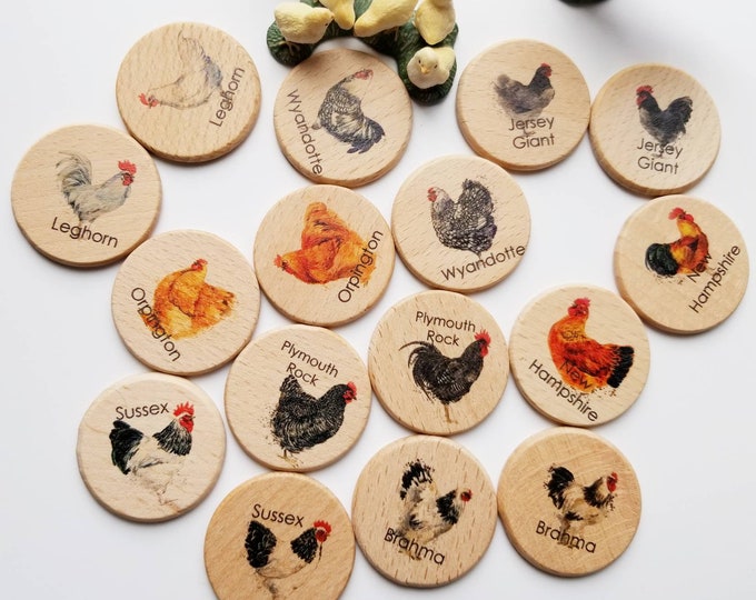 Wooden Memory Game - Chicken Breed Hen Rooster Match - Etsy