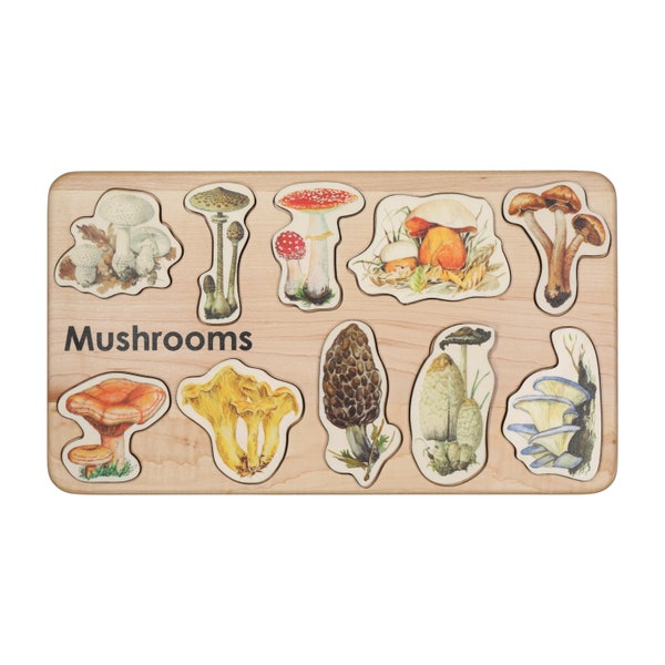 Paddestoel houten puzzel - Montessori houten puzzel - Cadeau voor kinderen - Natuurliefhebber cadeau - Kerstcadeau