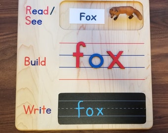 Read build write board - spelling board - writing board - CVC word building mat - language kindergarten