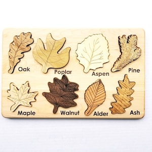 Leaf puzzle, Montessori puzzle, Christmas gift, wooden puzzle, stem toy image 5