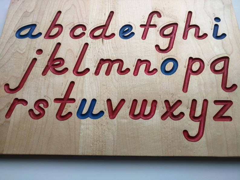 Alphabet Tracing Board Montessori Colors D'nealian Font Etsy
