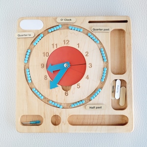 Interactive Montessori Teaching Clock - Master Time, Fractions & Skip Counting for Kids - Montessori learning clock