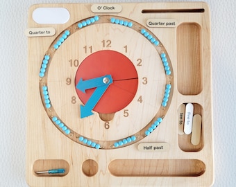 Interactive Montessori Teaching Clock - Master Time, Fractions & Skip Counting for Kids - Montessori learning clock