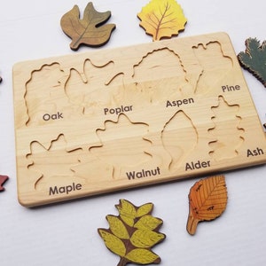 Leaf puzzle, Montessori puzzle, Christmas gift, wooden puzzle, stem toy image 7