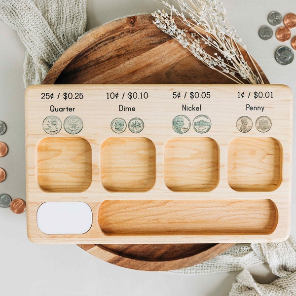 Coin sorting board - Money manipulation board - Money activity board - Montessori elementary math - Homeschooling