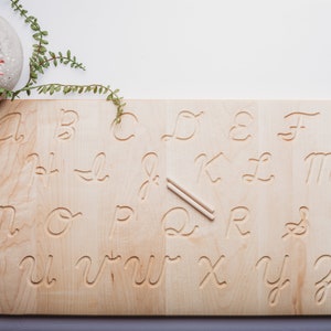 Cursive alphabet tracing board wooden alphabet board wooden tracing board Montessori Waldorf image 2