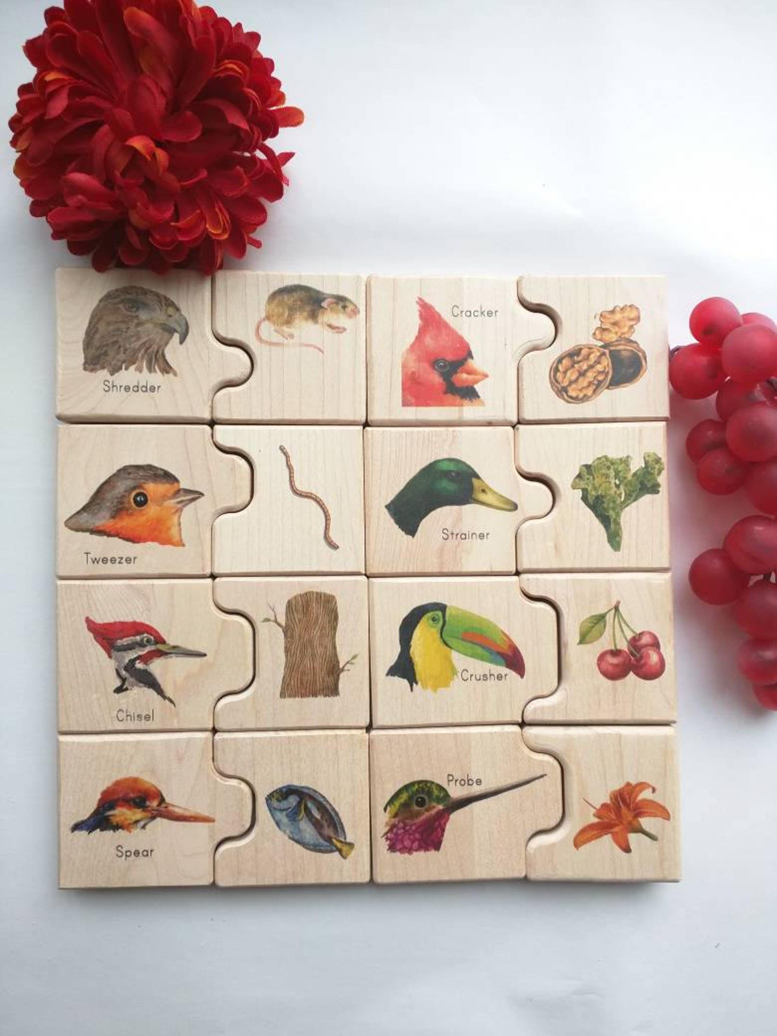 Montessori Wooden Puzzle Selfcorrecting Bird Puzzle Bird Etsy