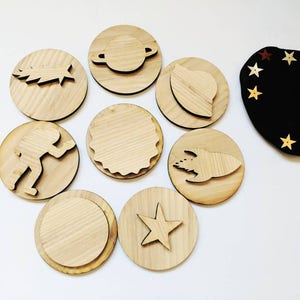 Playdough stampers Space playdough stamps Set of 8 stamps Christmas gift stem toy playdough tools wooden toys stocking stuffer image 2