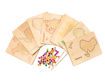 Montessori continent work - Transfer work - Montessori geography - Montessori Fine Motor Work -  Fine Motor Skills Activity - Tonging