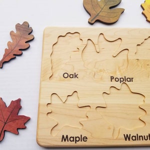 Leaf puzzle, Montessori puzzle, Christmas gift, wooden puzzle, stem toy image 8