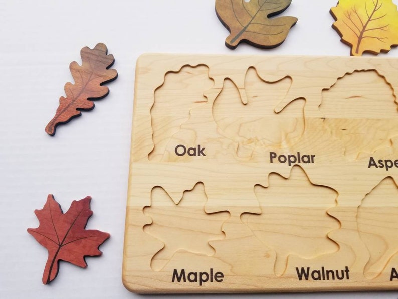 Leaf puzzle, Montessori puzzle, Christmas gift, wooden puzzle, stem toy image 8