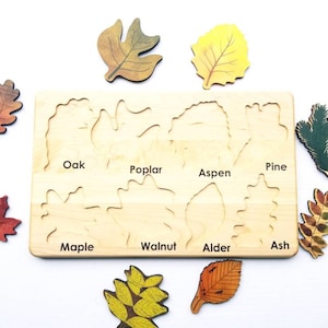 Leaf puzzle, Montessori puzzle, Christmas gift, wooden puzzle, stem toy image 6
