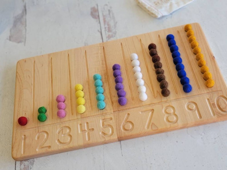 Number counting board Number tracing board Montessori counting board Ten board image 2