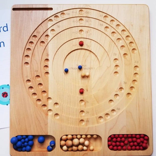 Bohr atomic model board - STEM gift - Chemistry manipulative - Montessori - Waldorf