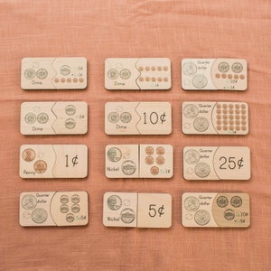 Coin equivalency puzzle Montessori money image 1