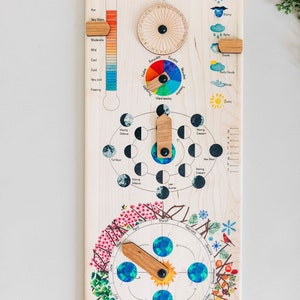 Wooden perpetual calendar, Perpetual calendar, wood calendar, Waldorf calendar, Montessori calendar, homeschooling calendar image 1