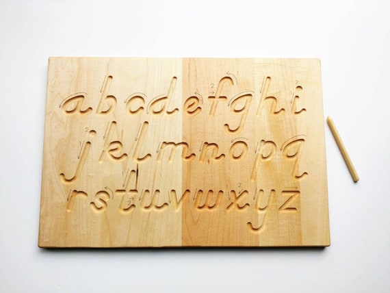 Alphabet Tracing Board, Natural Wood, D'nealian Font Alphabet Tracing With  Guided Arrows, Educational Toys 