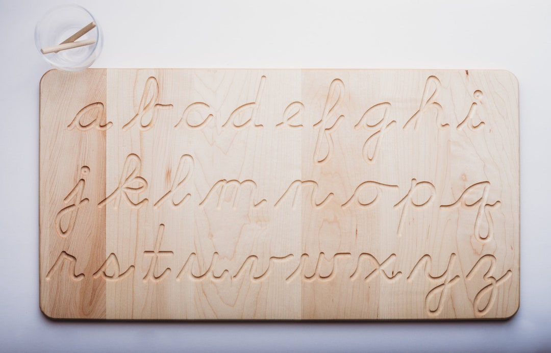 Cursive Alphabet Tracing Board Wooden Alphabet Board Wooden Tracing ...