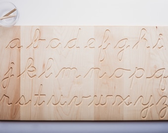 Cursive alphabet tracing board - wooden alphabet board - wooden tracing board - Montessori - Waldorf
