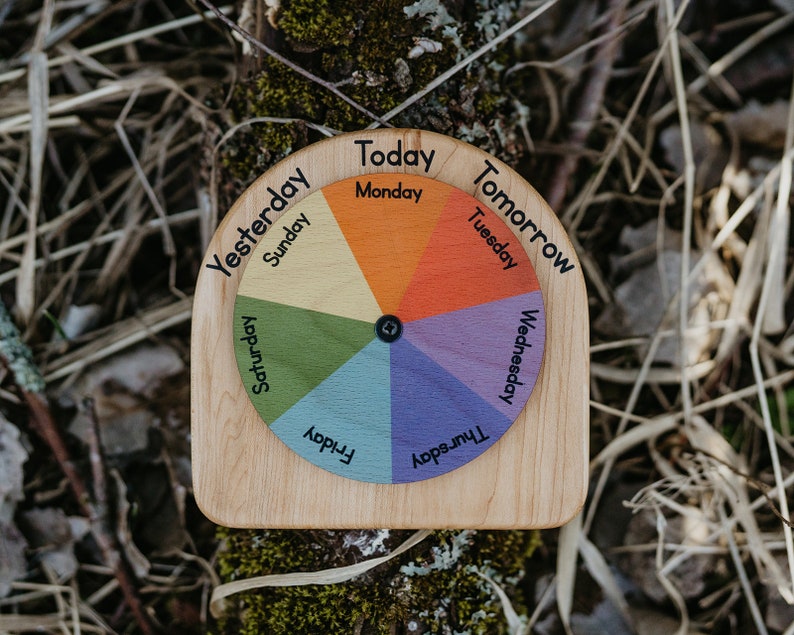Days of the week wheel Yesterday Today Tomorrow wheel Montessori calendar image 6