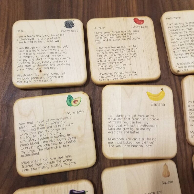 Stages of Pregnancy and Fetal Development Wooden Tiles Obgyn Etsy
