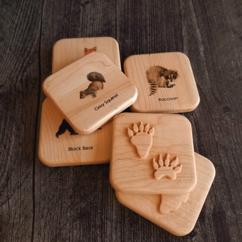 Animal tracks play dough stampers animal track stamps animal tracks study wooden playdough moulds wooden toys slime Montessori image 5