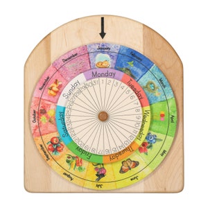 Wheel of the year - wooden perpetual calendar- nature calendar - desk calendar