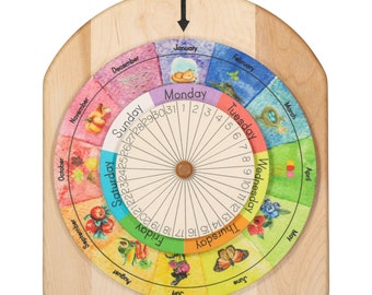 Wheel of the year - wooden perpetual calendar- nature calendar - desk calendar