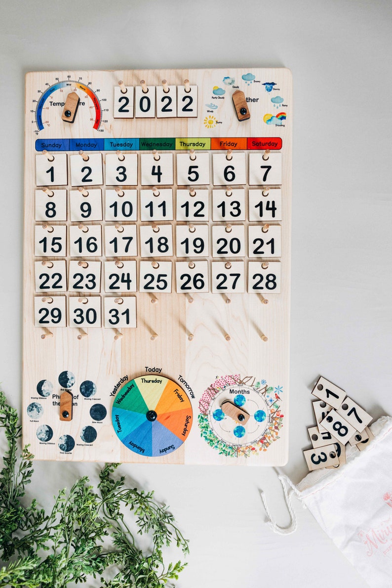 Erweiterter ewiger Kalender aus Holz mit Jahreszeiten - Etsy Österreich