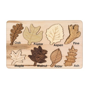 Leaf puzzle, Montessori puzzle, Christmas gift, wooden puzzle, stem toy
