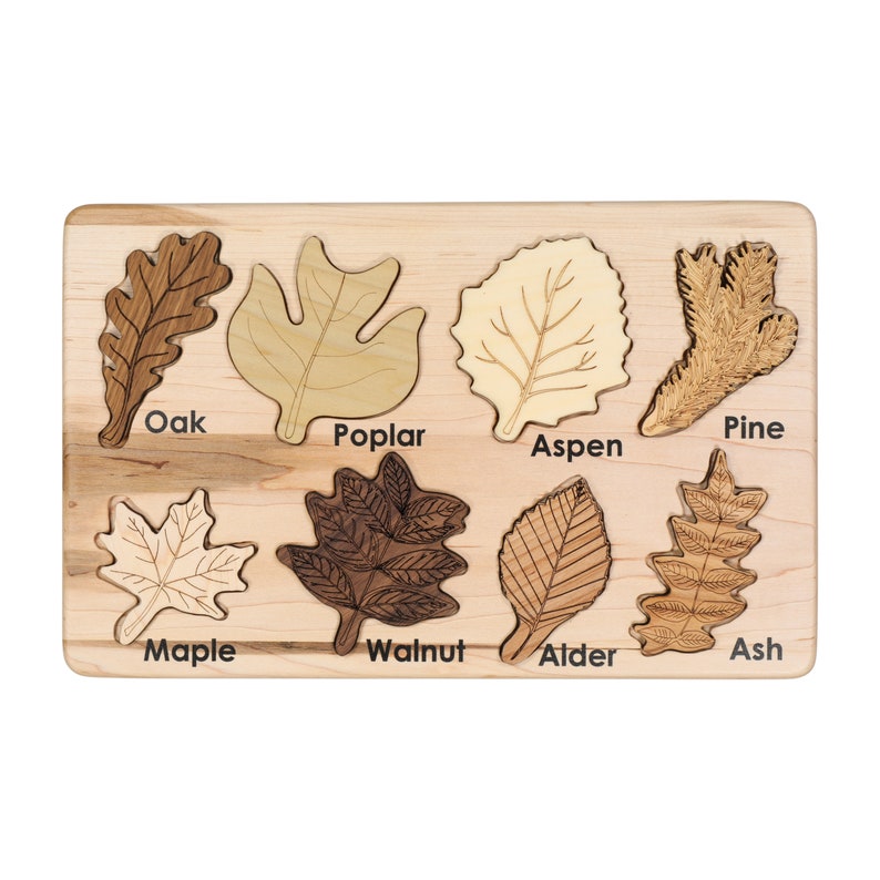 Leaf puzzle, Montessori puzzle, Christmas gift, wooden puzzle, stem toy image 1
