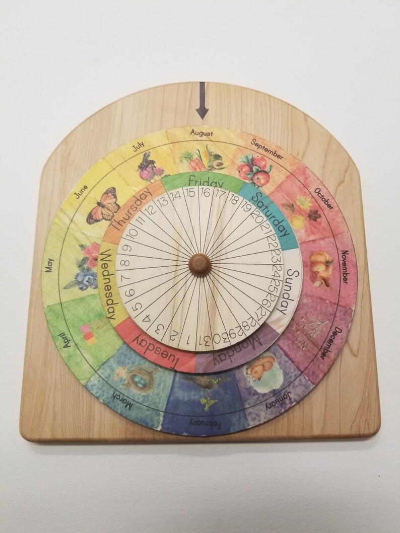 Wheel of the year wooden perpetual calendar nature calendar Etsy
