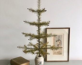 Heritage style multi stemmed  German Goose Feather Christmas Tree with sides shoot branches