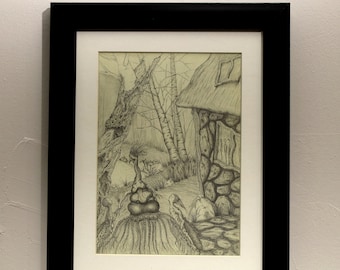 Hansel and Gretel Collectible Charcoal Hand Drawing.