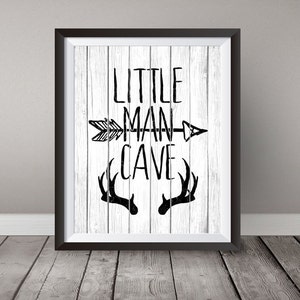 Buy One Get One, Little Man Cave, 8x10 or 11x14, Arrows, Nursery art , Baby, black and white, antler, baby boy, childrens print, boy art