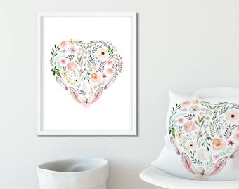 Acquista uno Prendi un acquerello floreale Cuore Vivaio Arte Acquerello Floreale Nursery Art Nursery Art Nursery Art Nursery Decor Floral Nursery Decor Blush