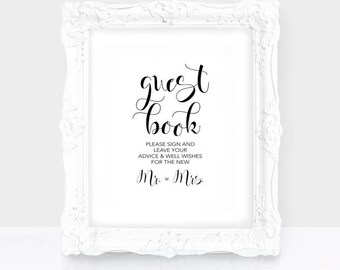 Sofort Download, Hochzeit Print, Gästebuch, Gästebuch, Hochzeit Printables, Tischdeko, Hochzeit Hinweis Schild, Glückwünsche, Mr & Mrs